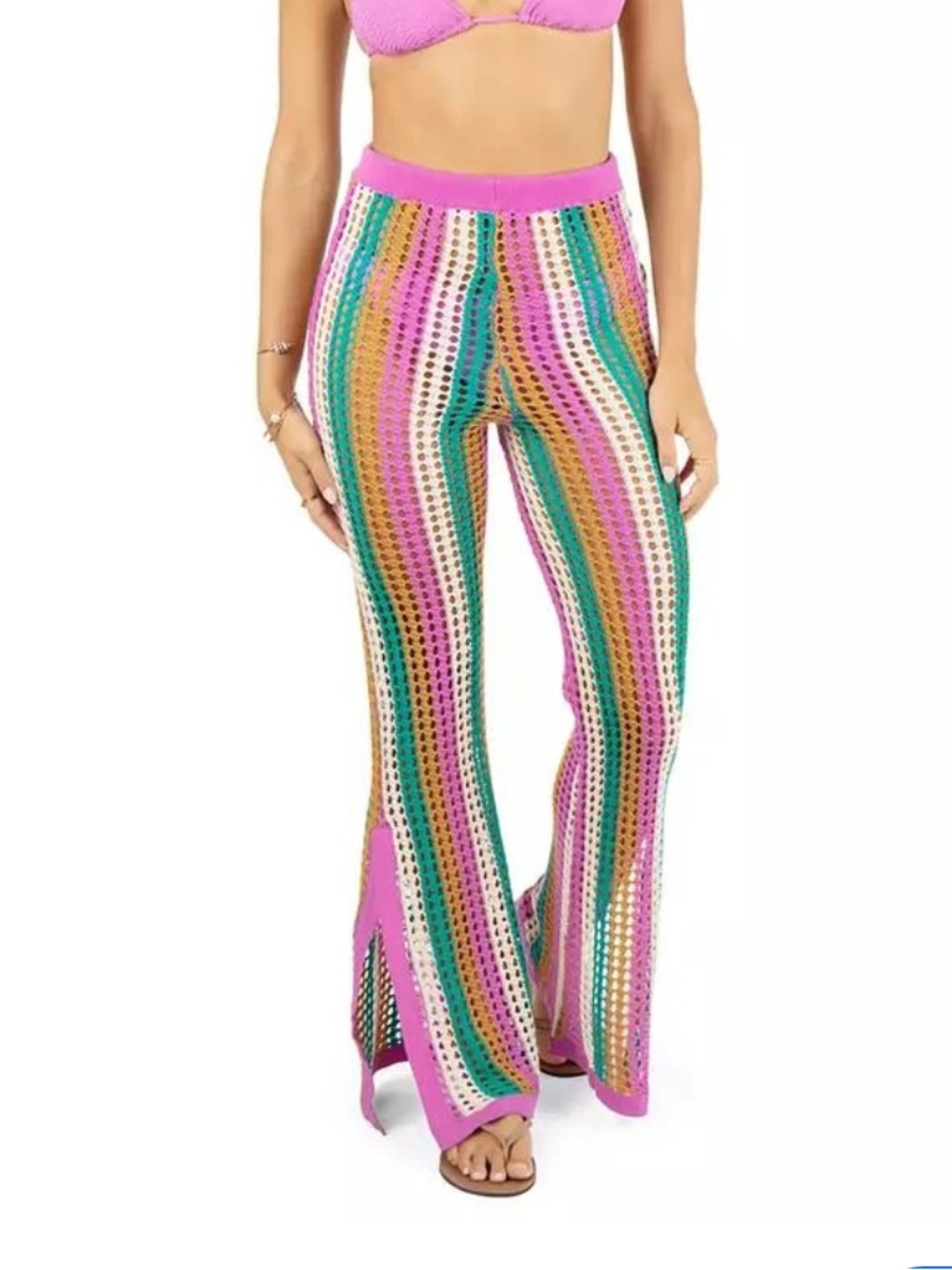 Hurley Stripe Crochet Beach Pant Size Medium